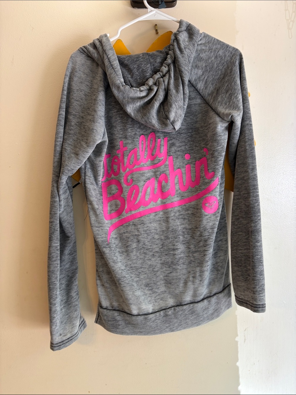Roxy Heather Gray V-Neck Pullover Hoodie Sz. M